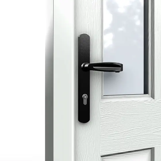 Arched lever composite door handle