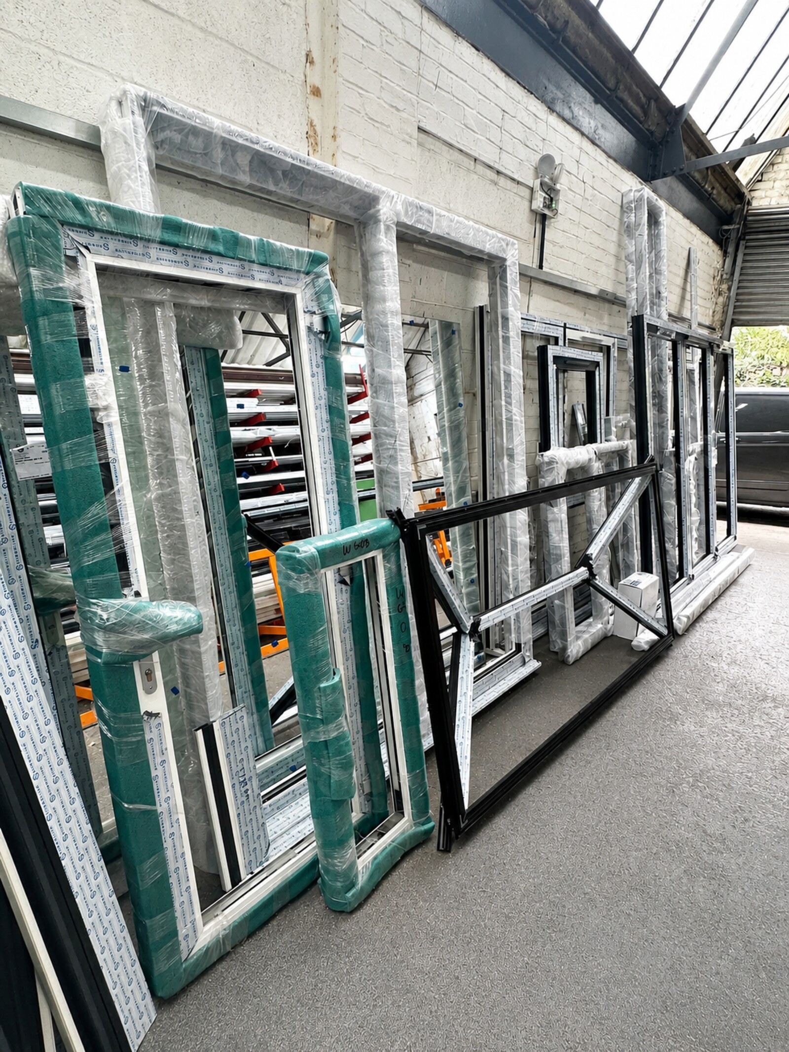 Finished window frames manufactured in Bristol